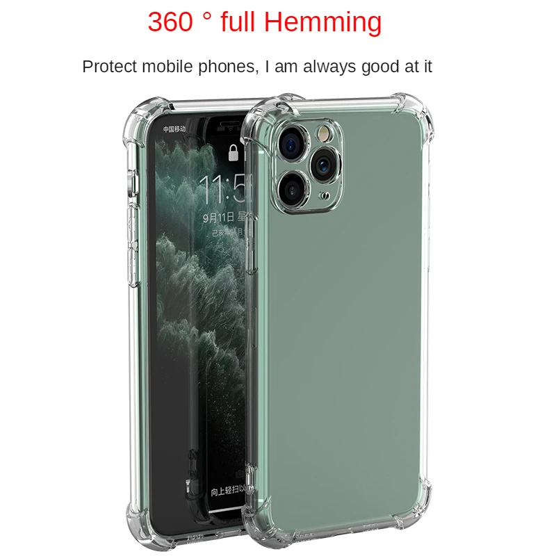 

For iphone 13 Pro Max Case Four-corner Anti-fall Protective Case For iphone 12 Mini 11 X Xs Xr TPU Transparent Protective Case