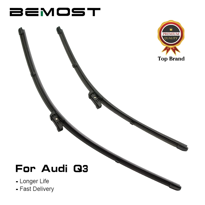 

BEMOST Car Front Window Windshield Wiper Blades Natural Rubber For Audi Q3 24"+20",2011 2012 2013 2014 2015 2016 Push Button