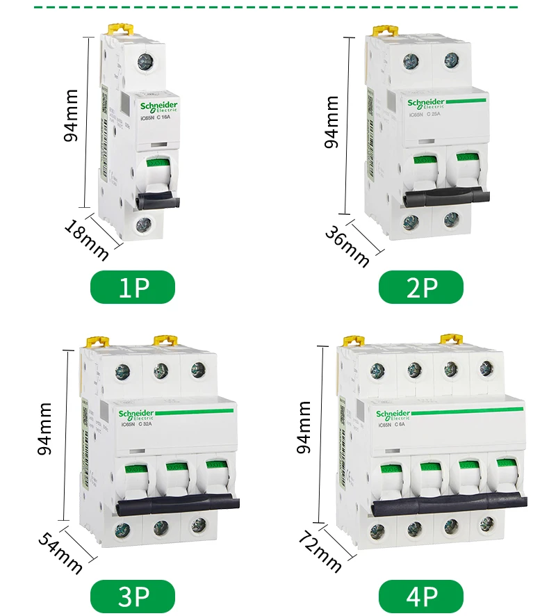 Schneider electric Mini Circuit Breaker iC65N 2p C type 1A 2A 4A 6A 10A 16A 20A 25A 32A 40A 50A 63A MCB | Обустройство дома
