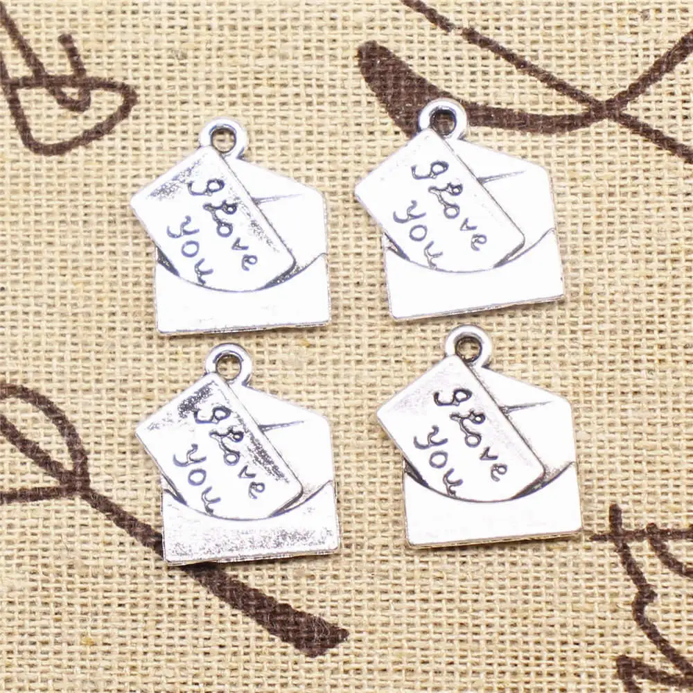 

Love Letter Charms Supplies For Jewelry Making Kit Antique Silver Color 20pcs 18x16mm