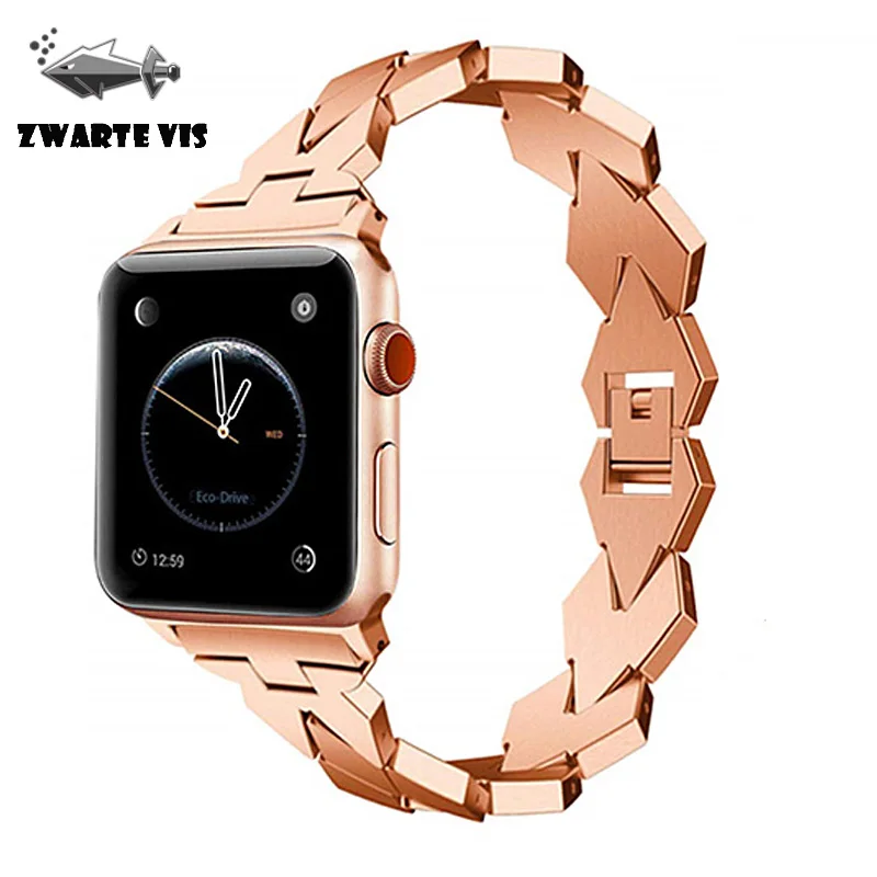 Ромбический ремешок для Apple watch4321 band 44 40 мм iWatch 42 38 металлический часов браслет из