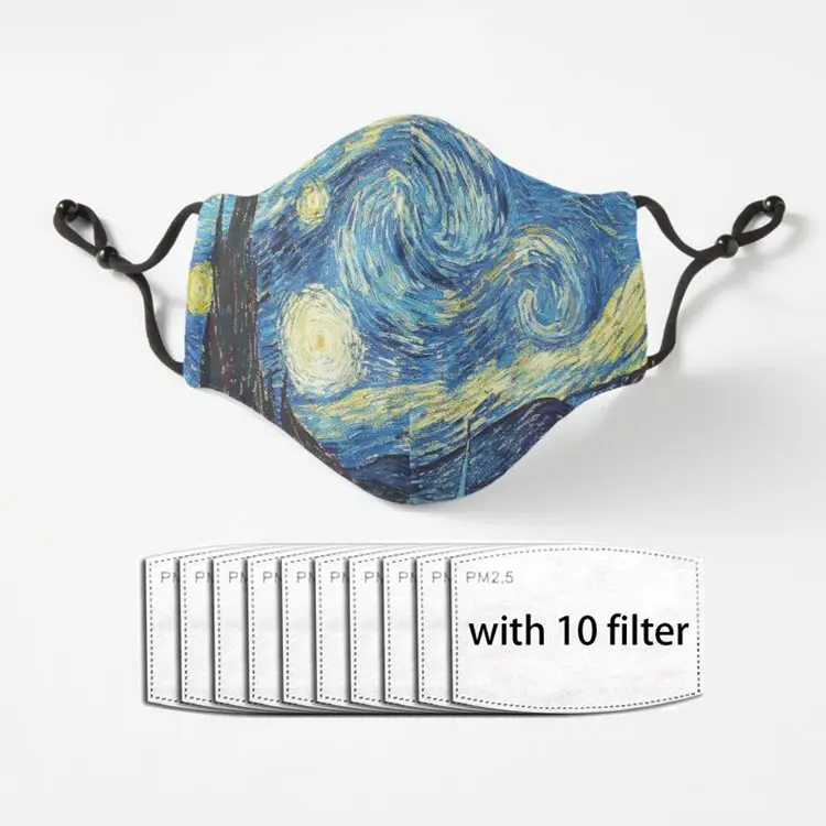 

Van Gogh Mask The Starry Night Unisex Adult Lust Senpai Face Mask Dustproof Protection Respirator Washable Mouth-Muffle