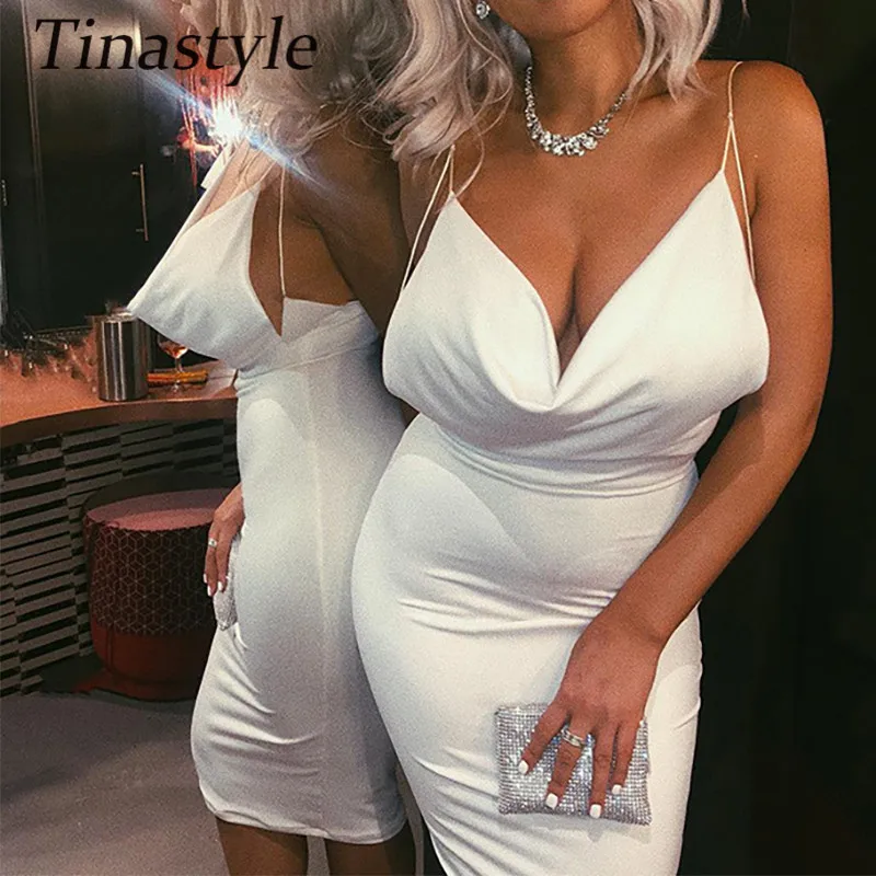 

Платье-миди на тонких бретелях Tinastyle, черное облегающее вечернее платье без рукавов, с открытой спиной, лето 2021