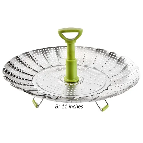 11inch Из нержавеющей стали, паровой Еда Пароварка складная овощная корзина Кухня инструменты 9-дюймовым B 11-Inchtwo стилей на выбор - Цвет: 11inch
