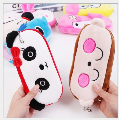 

cartoon figure animal fruit plush doll pen bag kids pencilcase Portable storage bag stationery box kids Toy gift b0991