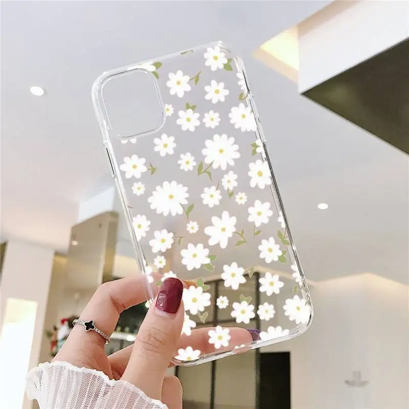 

Daisy Flower Phone Case Transparent Clear for iPhone 11 12 mini pro XS MAX 8 7 6 6S Plus X 5S SE XR 2020