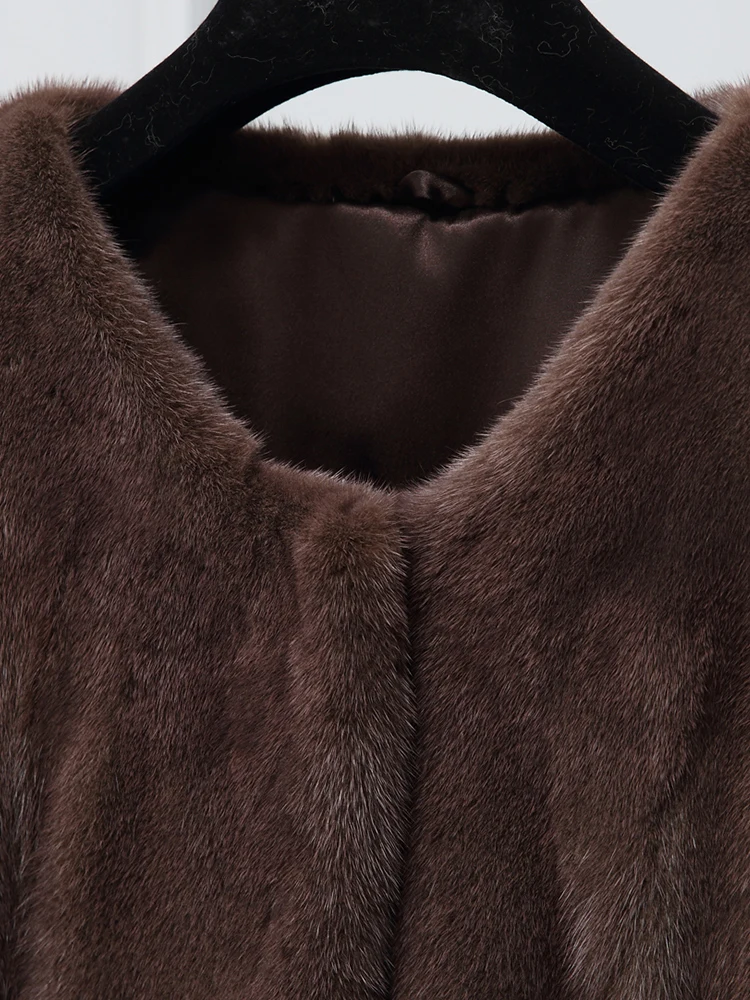 2020 inverno nova todo vison casaco de pele das mulheres curto moda Vestido simples em do pescoolo fino vi | Женская одежда