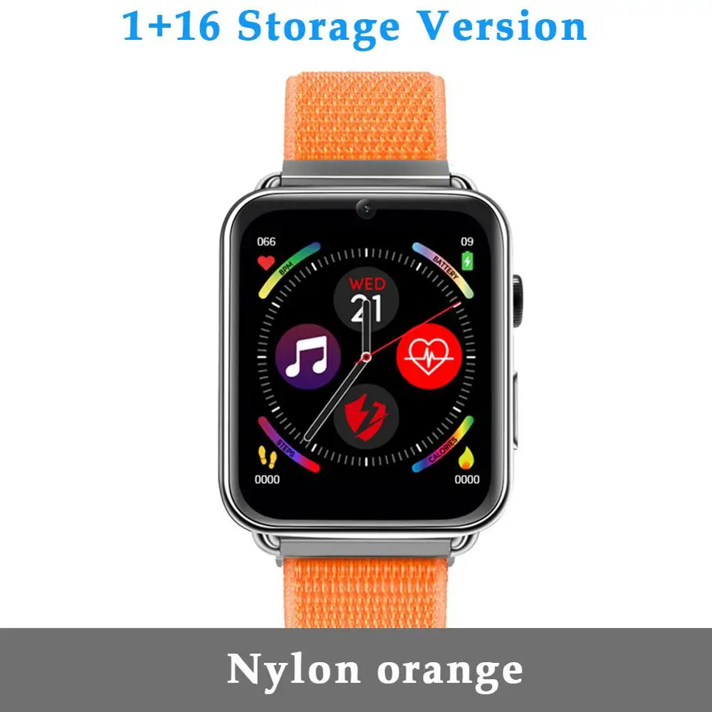 Nylon orange LEMFO LEM10 4G Smart Watch 1.82 inch Big Screen Android 7.1 3G RAM 32G ROM LTE 4G Sim Camera GPS WIFI Heart Rate Men Women - Цвет: Nylon orange
