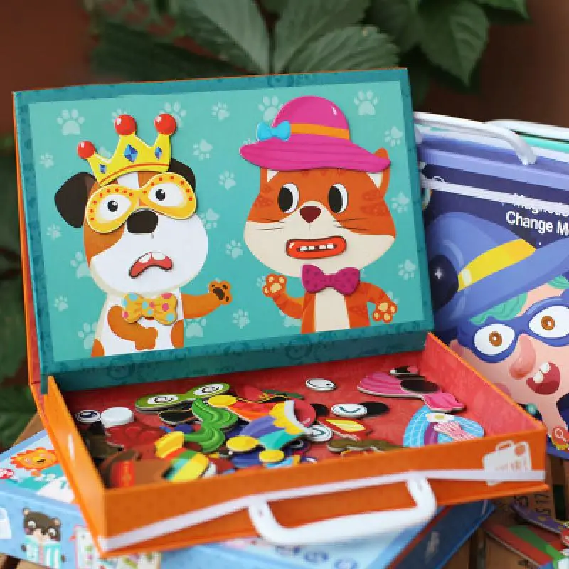 Деревянный магнитный пазл портативные магнитные наклейки раннее