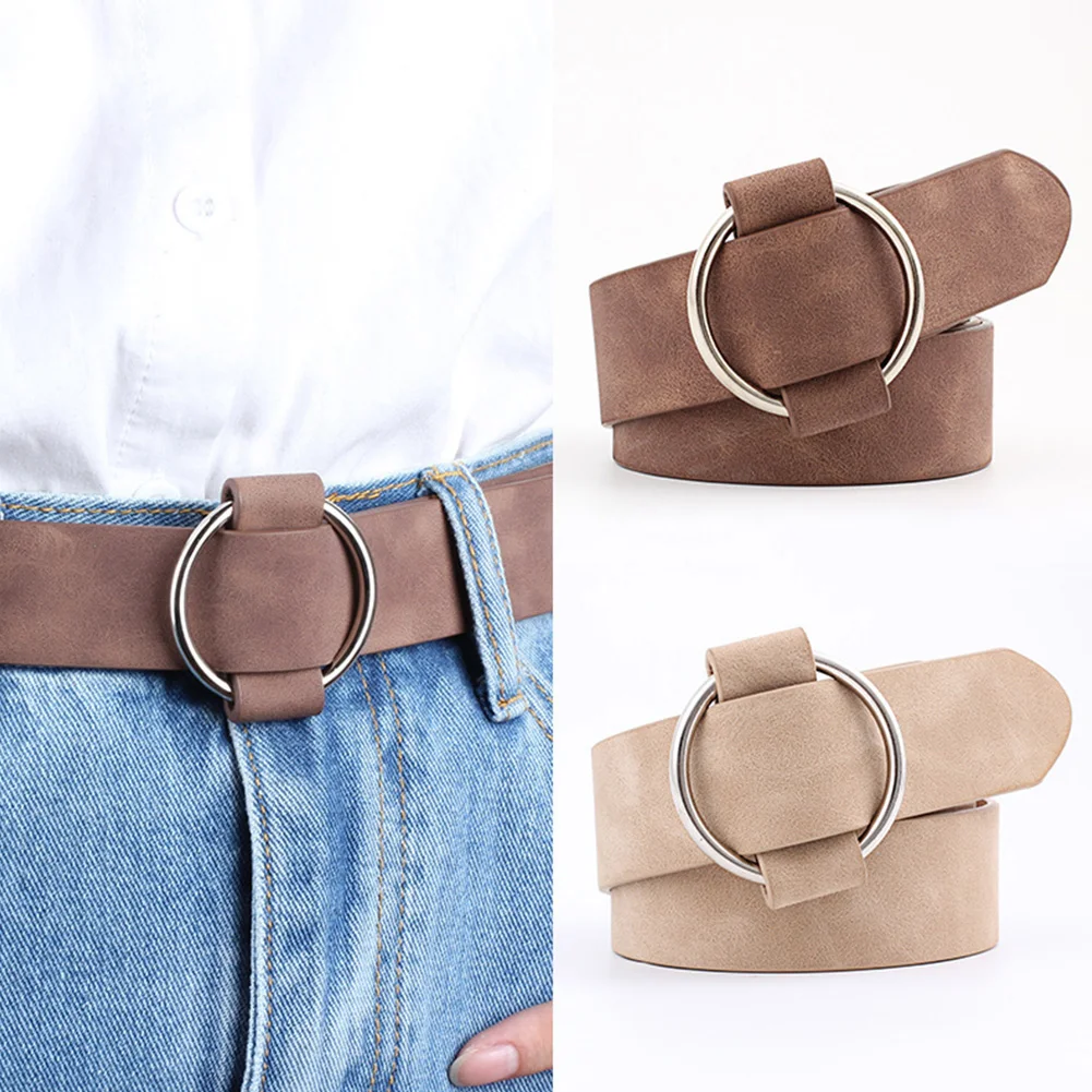 

All-Match Fashion Elastic Women Belt Casual Solid Leather Strap Wide Waistband Jeans Dress Decorative Ceinture Round Buckle