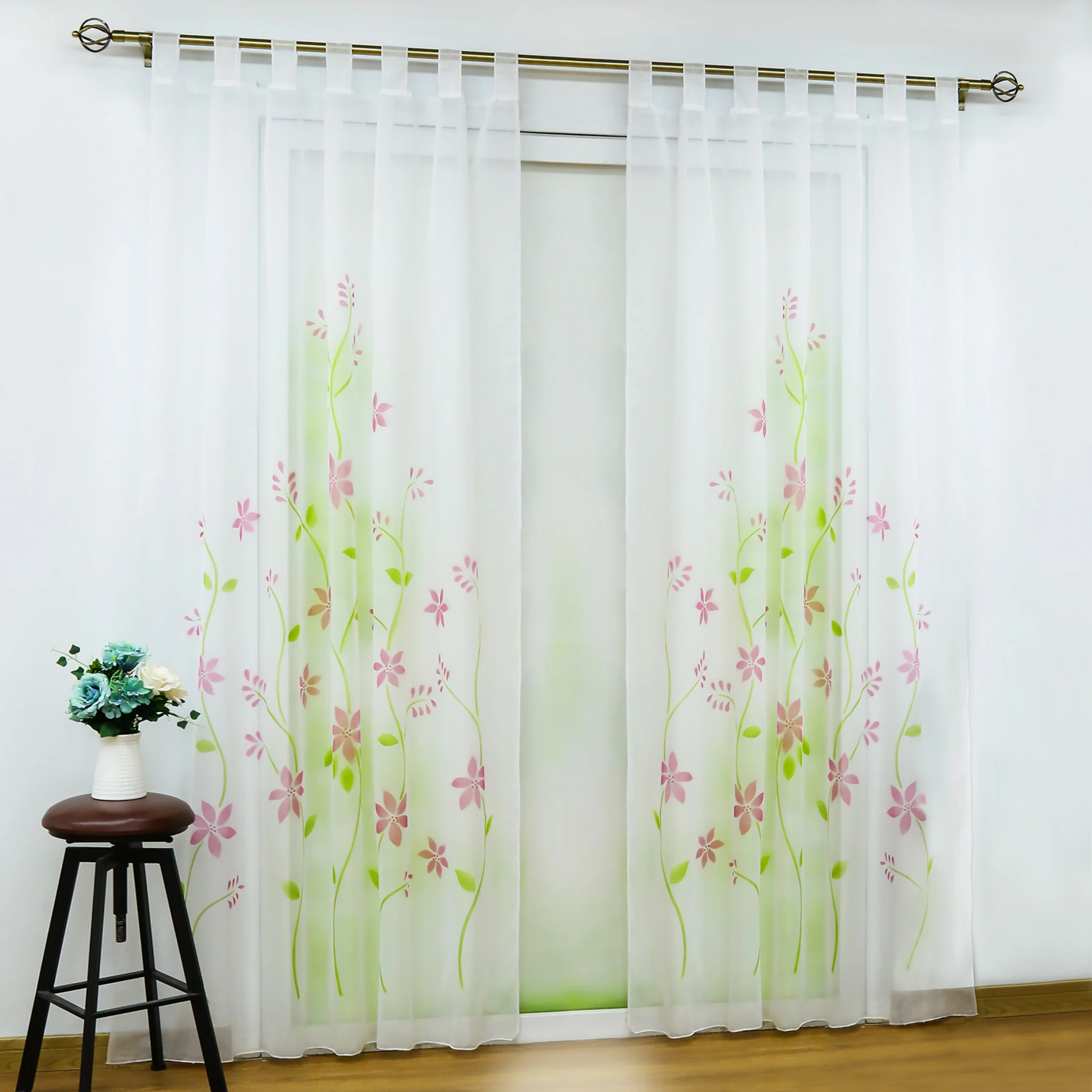 Занавески на окна красивые шторы ручной работы с цветочным принтом высокое