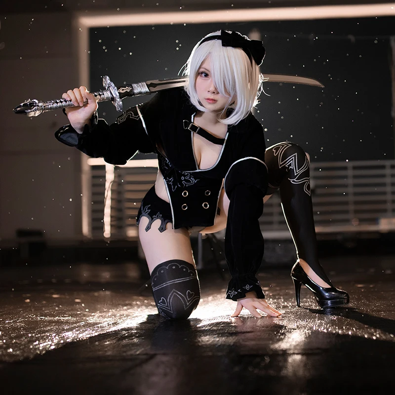 Игра NieR: Automata 2B Косплей Костюм YoRHa No. 2 Тип B Сексуальное Черное Платье Фэнси Костюм Женщины Для Хэллоуина Карнавала Униформа on.