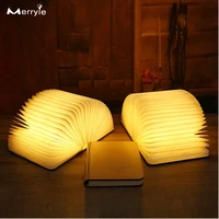 creative 3 colors led folding wooden book light usb recharge rgb table night lamp for kid baby birthday new year christmas gift