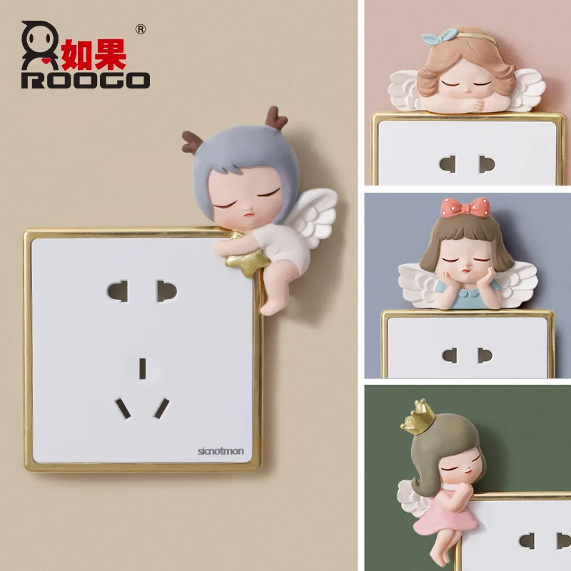 

new 3D cartoon stereo resin wall stickers creative home wall decoration frameless switch stickers wall switch board decoration