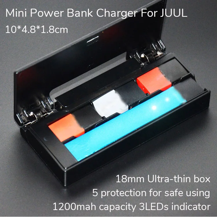 1 шт. портативное зарядное устройство для Juul Vapes Pod System 1200 мАч держатель коробка