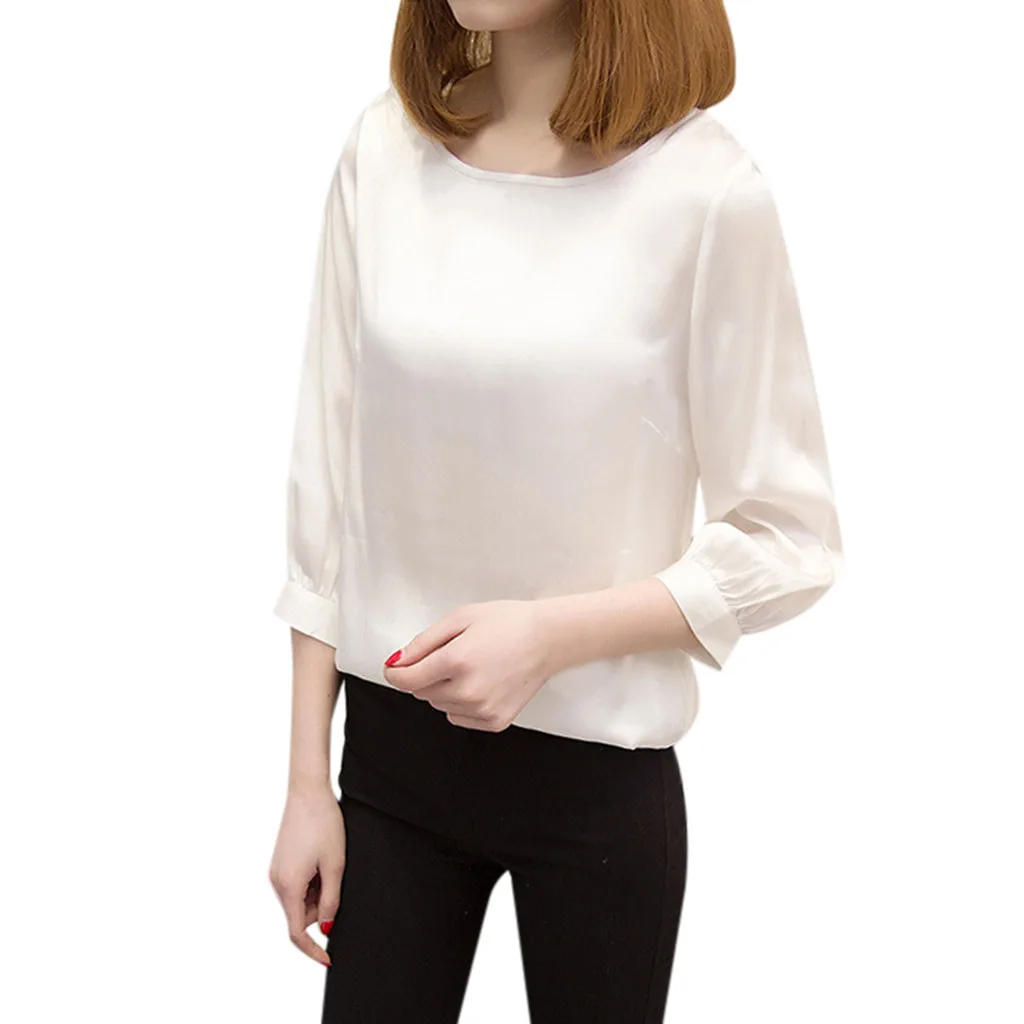 Женская Элегантная блузка однотонная офисная рубашка в Корейском стиле