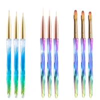 3pcslot nail art line painting pen acrylic french gradient crystal nail brush set for ladies diy manicure drawing liner tools