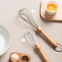 kitchen stainless steel manual egg beater easy to clean egg whisk milk frother kitchen utensils wooden handle egg tools gadgets