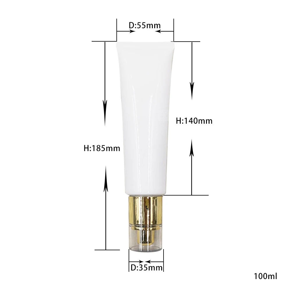 Женская 100 мл Белая пустая фотолампа с золотым/белым/серебряным безвоздушным