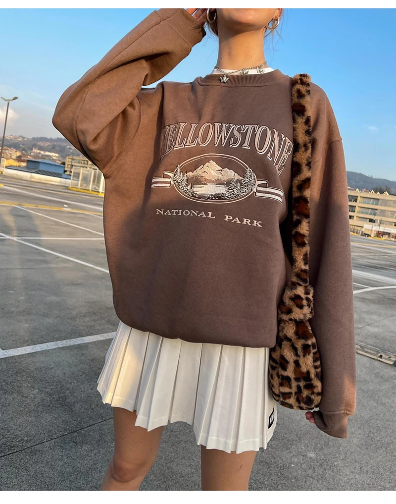 

Женский хлопковый пуловер с капюшоном, Повседневный пуловер большого размера с длинными рукавами и круглым вырезом в стиле аниме, с надпись...