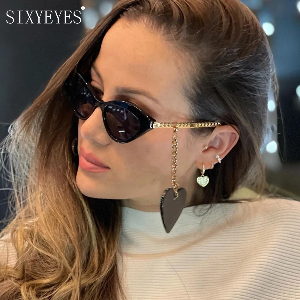 

Retro Cat Eye Sunglasses Women Brand Designer Sexy Lady Small Frame Sun Glasses with Heart Pendant Wholesale Gafas De Sol Hombre
