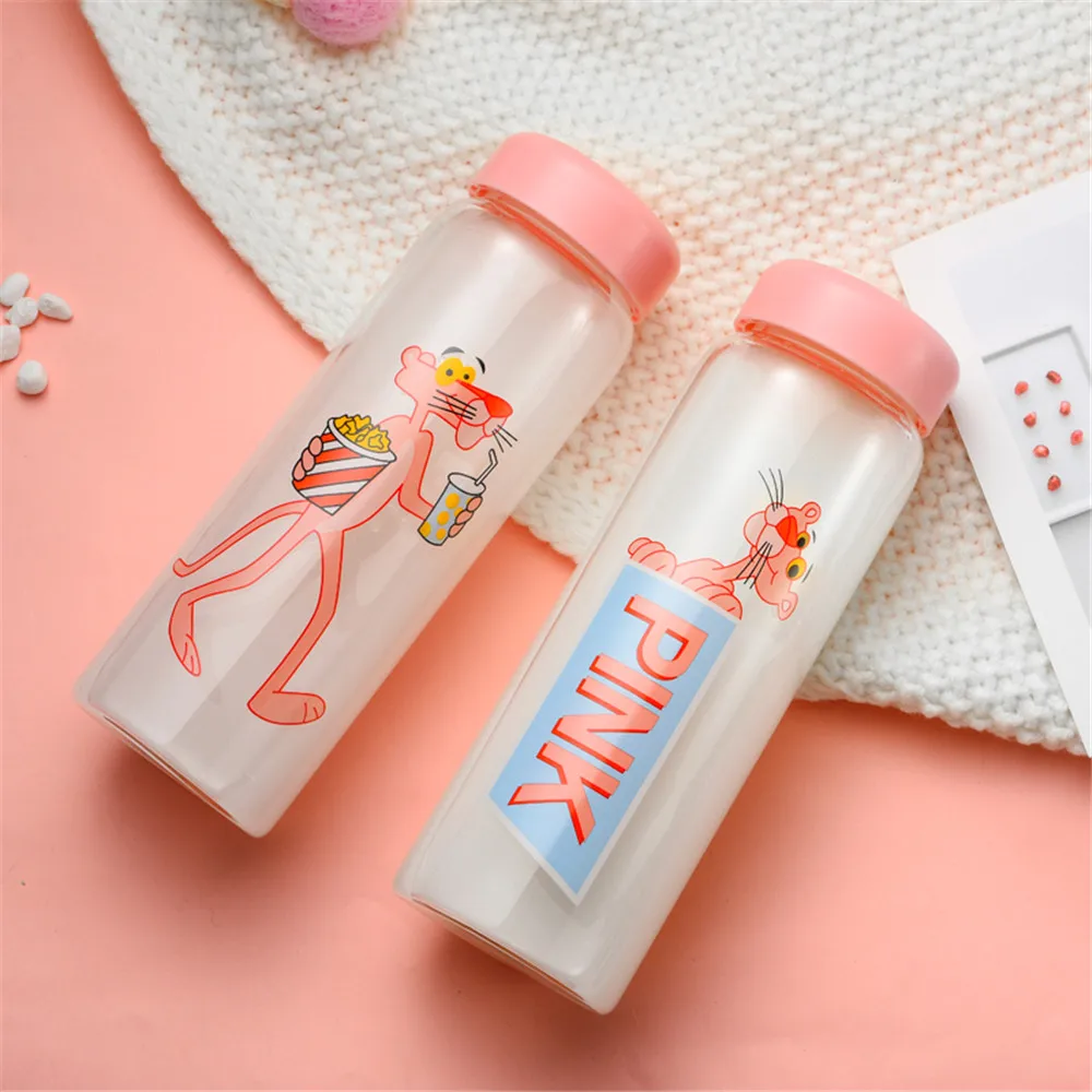 450 мл стеклянная бутылка для напитков милая мультяшная Розовая пантера бутылки