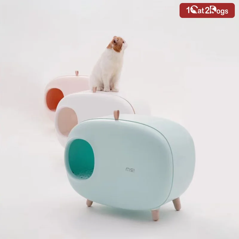 

FullyCat Litter Box Large Imitation External Splash Enclosed Pet Bedpans Semi Cat Poop Tray Cat Toilet Pet Supplies Cat potty
