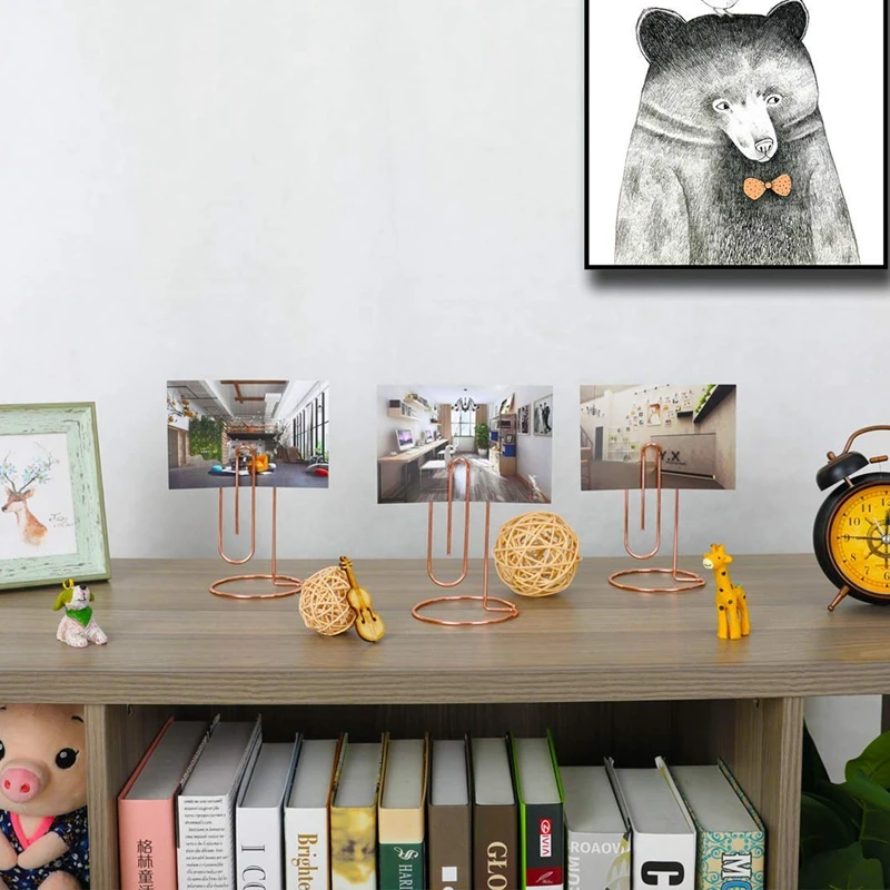 

3 Packs Office Memo Holder Stand Table Place Cards Holders Menu Clips, Rose Gold