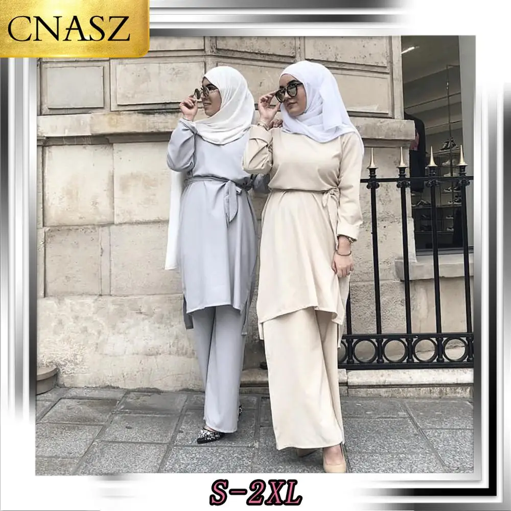 Женский костюм с кружевом в мусульманском стиле комплект из длинной рубашки и