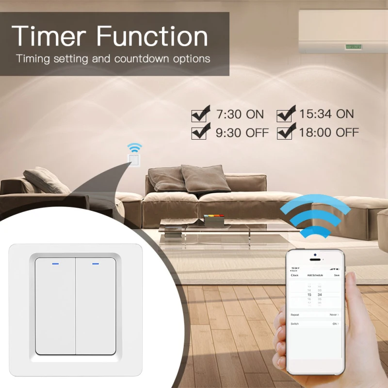 

Smart Switch 220-240v Neutral Line Required Voice Control Eu Standard App Remote Control Smart Touch Switch Wall Light Switches
