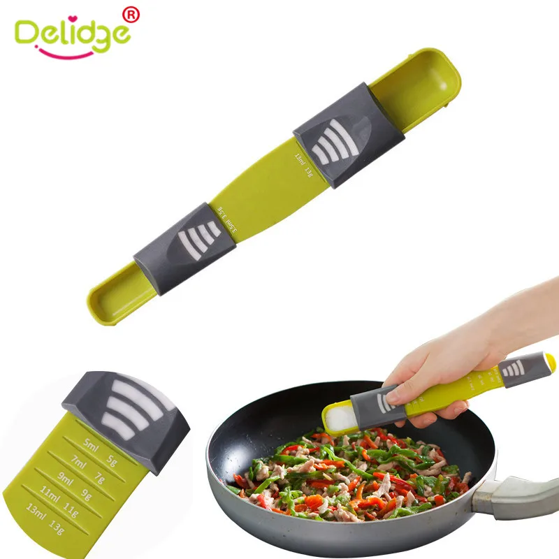 Delidge кухонные весы мерная ложка Двойные головки мерная ложка Отрегулируйте совок для соли супа сахара мучной кофе приправа