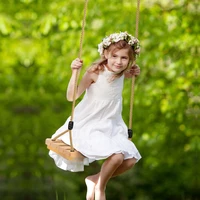 wood tree swing seat with adjustable rope indoor outdoor wooden swing chair for children adult kids