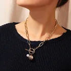 Женское винтажное ожерелье, длинное ожерелье из тяжелого металла белого золота с круглым жемчугом, подвеска до ключицы, ювелирные изделия для девочек