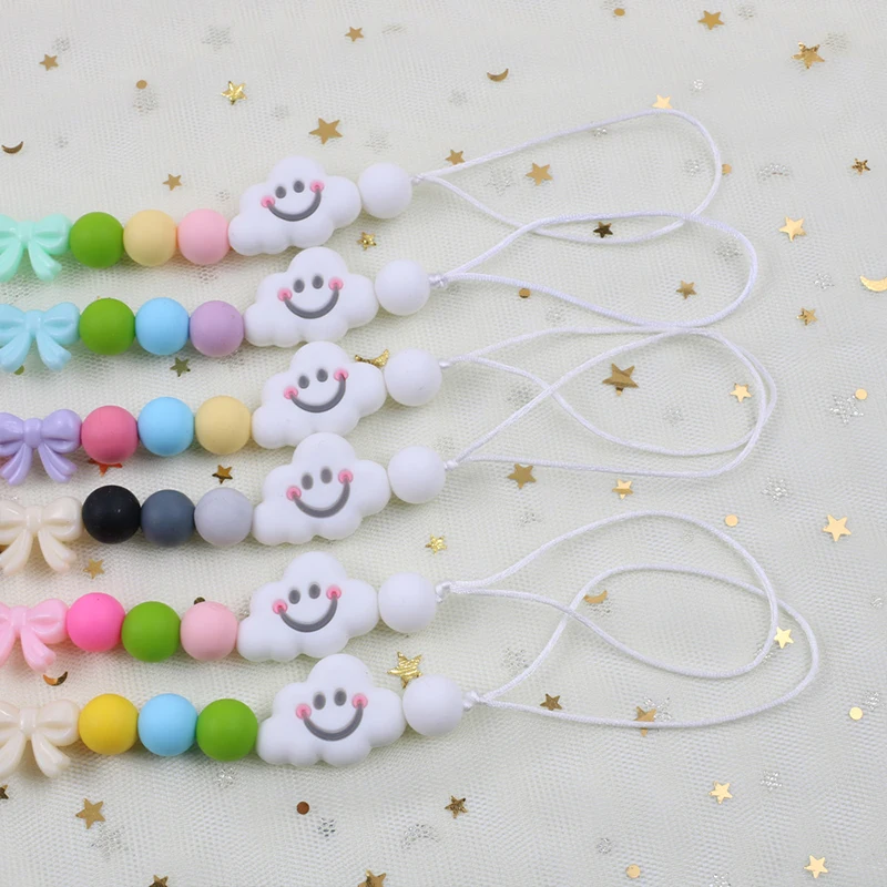 Детская Пищевая силиконовая соска с бусинами и зажимом безопасная BPA бесплатно