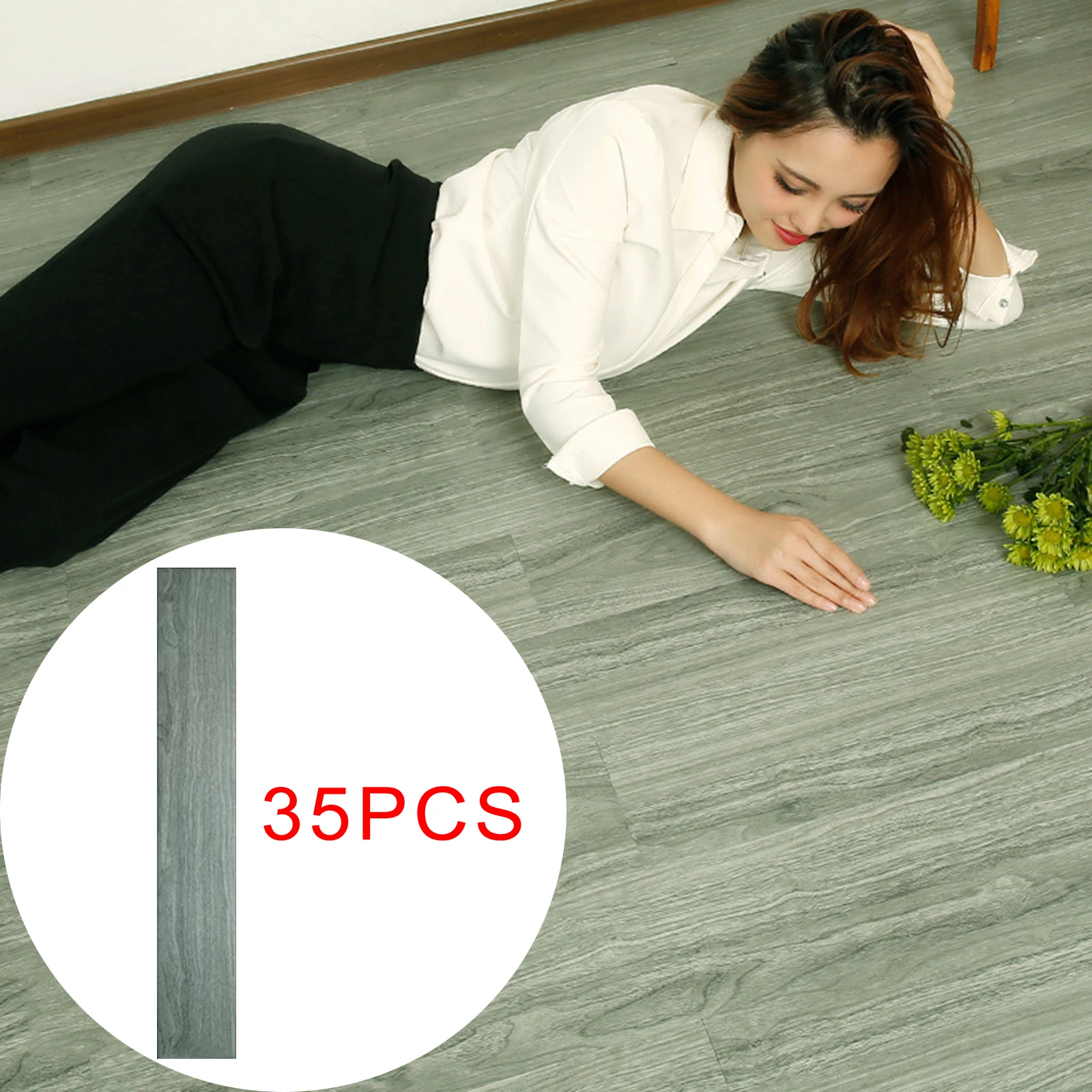 

35 x Home Improvement Floor Sticker Tiles Wood Texture Plank Decal Decor