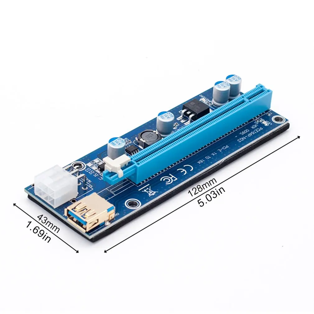 

Golden VER009 USB3.0 PCI-E Pcie Riser VER 009S Express 1X 4x 8x 16x Extender Riser Adapter Card SATA 15pin to 6 pin Power Cable