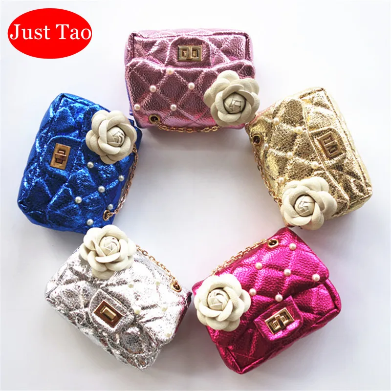 

DHL Free Shipping Just Tao Kids Small shiny flower pearl bags kid messenger bags Toddlers mini coin purse GIRLS BAGS JTD024