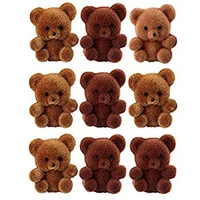 package of 24 flocked teddy bears pendants keychains flocked animal doll pendants for diy necklace earring jewelry supplies