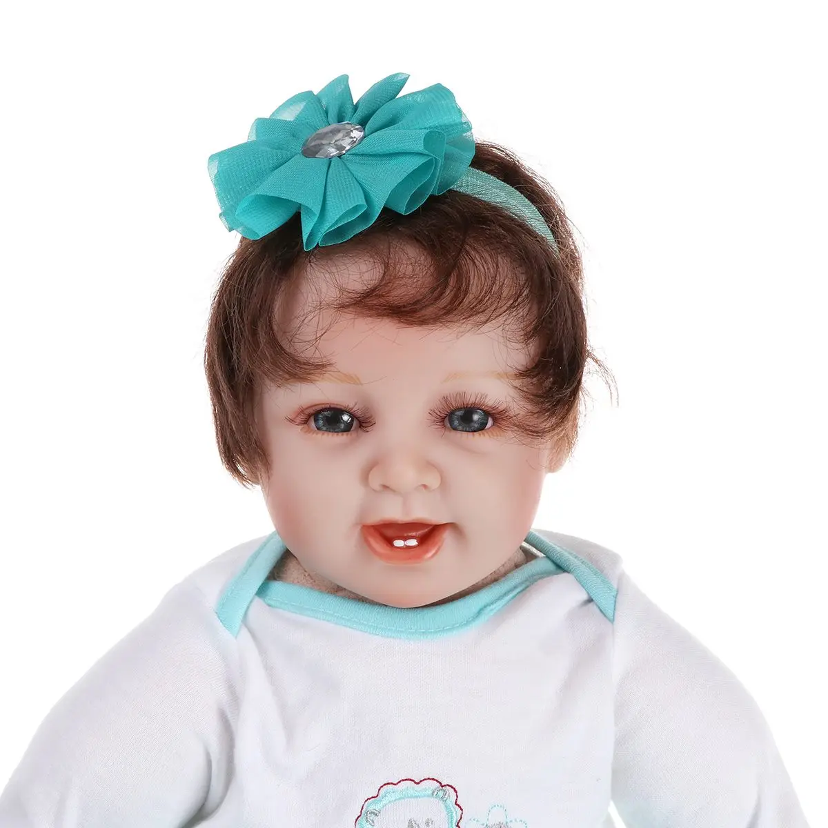 

55cm 22 Inch Lifelike Baby Girl Dolls Realistic Soft Full Body Silicone Reborn Dolls Green Eyes Toddler Baby Toy Christmas Gifts