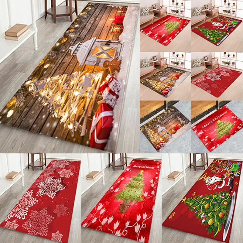 1Pc 3D Christmas Rug Santa Claus Print Rugs Waterproof Flannel Pads Home Floor Decor | Дом и сад