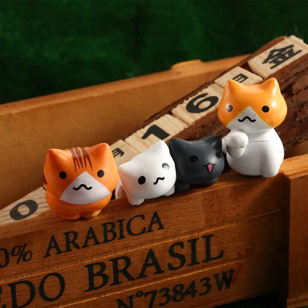 5Pcs/Set Cute Cartoon Lazy Cats For Micro Landscape Kitten Landscape Figurines Home Garden Decorations Random Color images - 6