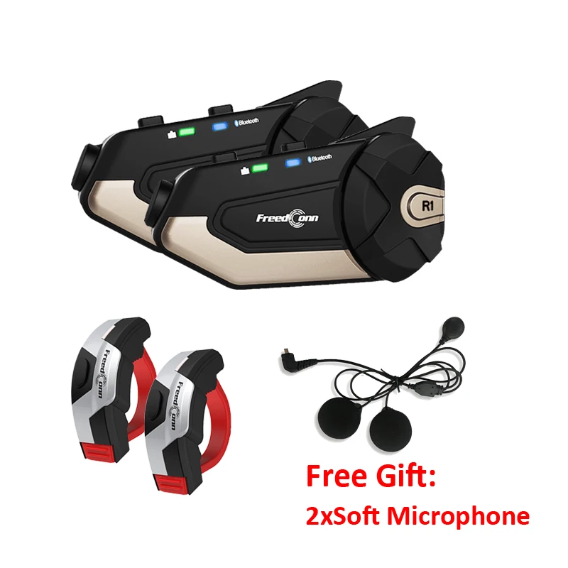 (Двойная упаковка) FreedConn R1 мотоцикл Bluetooth рекордер гарнитура 1080P камера для записи