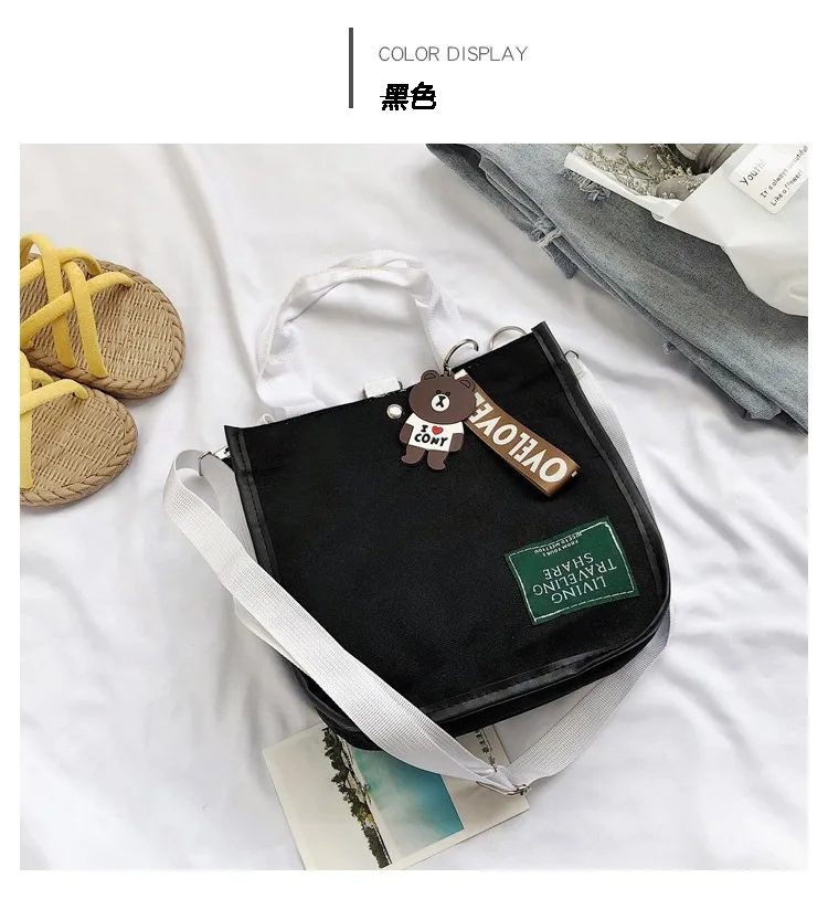 Женские сумки через плечо новые модные холщовые с буквенным принтом для