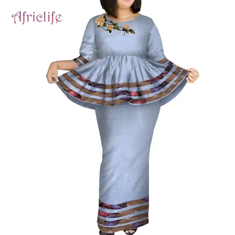 Robe Fabric African Women Skirt Suit Plus Size Pleated Summer Popular Softer  Two Pcs  African Dresses for Women Sets WY7891