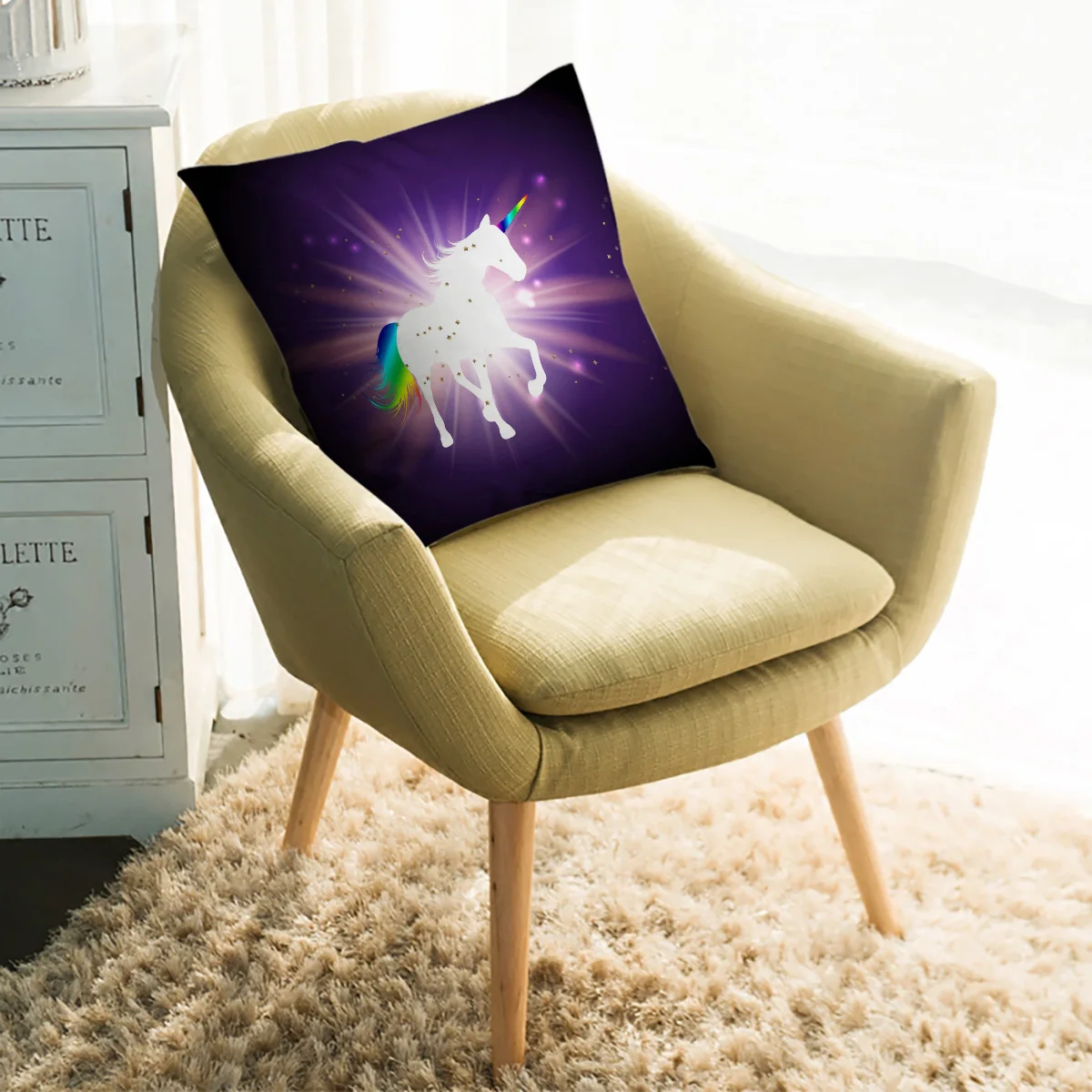 Милая Двусторонняя плюшевая наволочка с изображением животного единорога