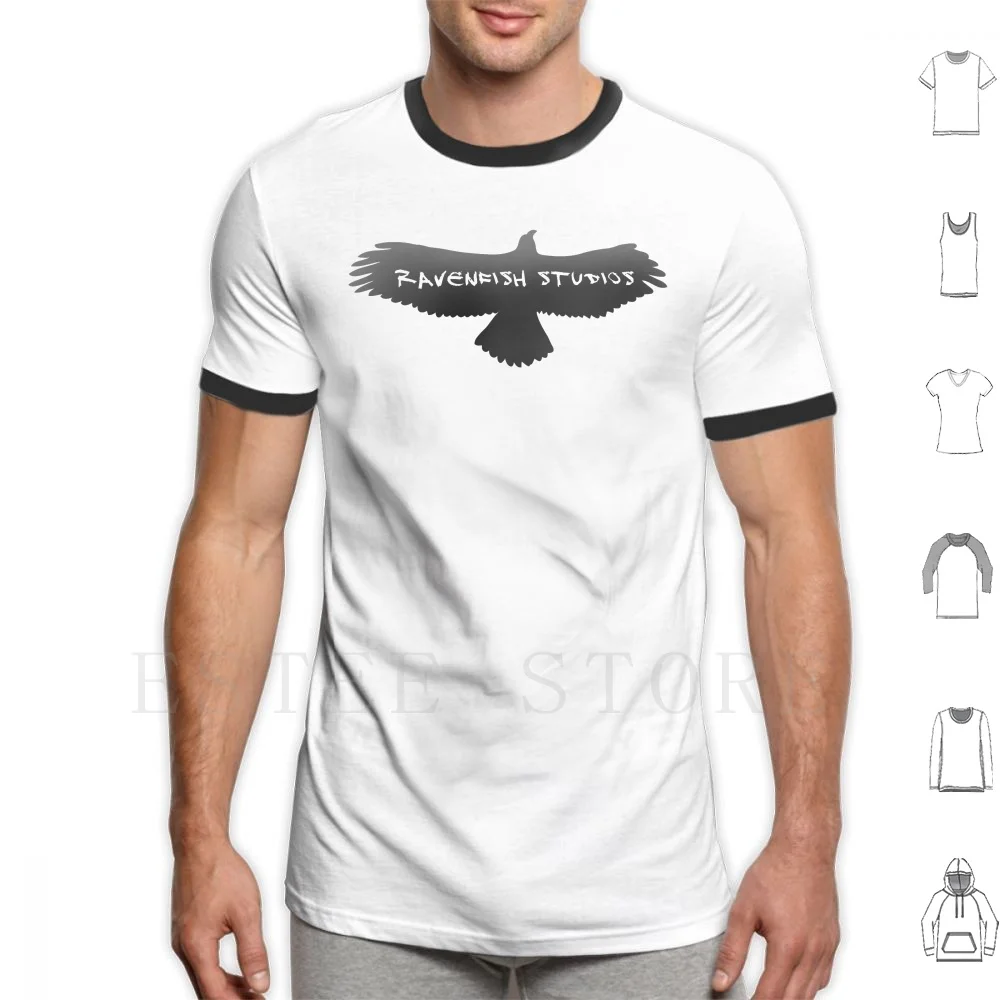 

Футболка Ravenfish Studios с логотипом, Мужская хлопковая футболка 6xl, вороны, студии, комиксы, вороны, логотипы