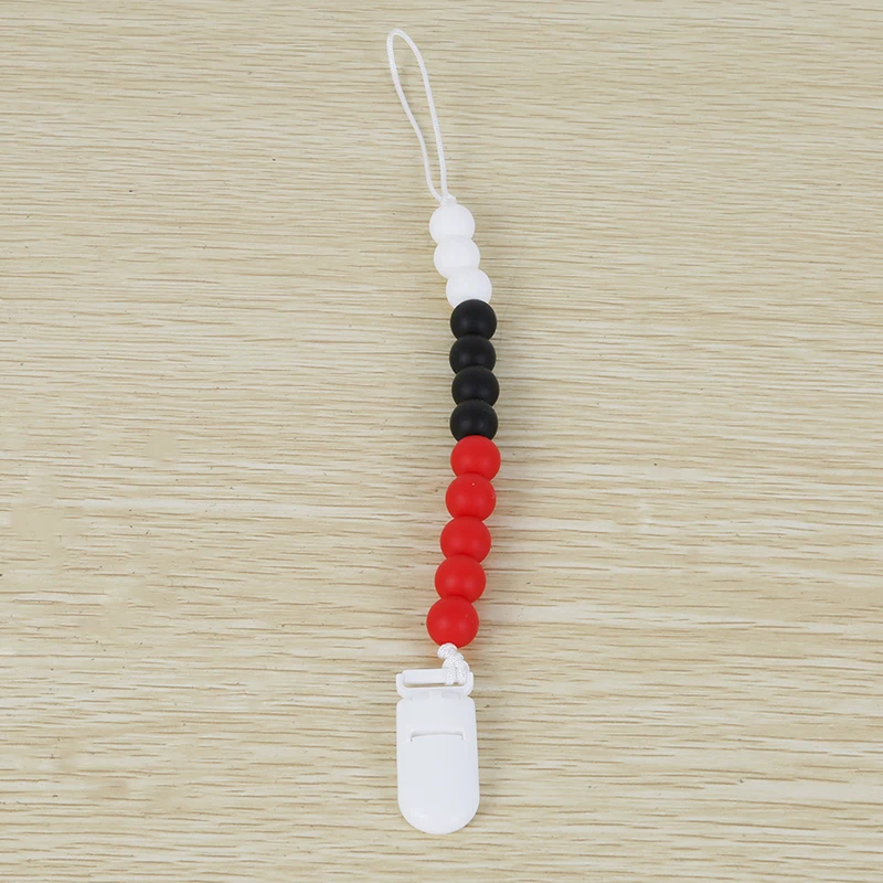 

Hot Sale Bpa Free Food Grade Silicone Baby Pacifier Silicone Teething Pacifier Clips Chain Holder for Nipples Baby Chew Toys