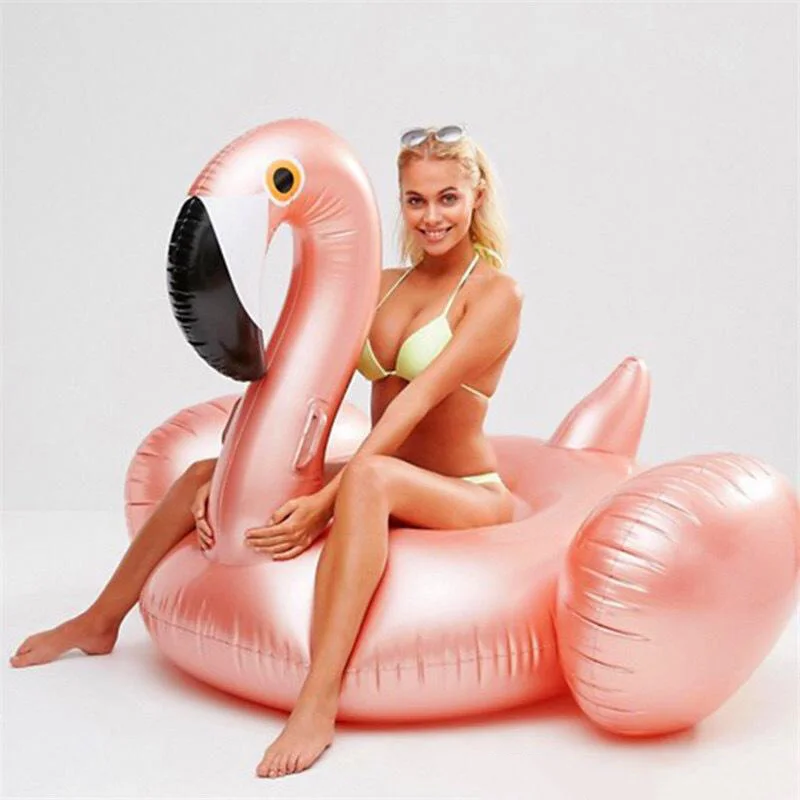 

Inflatable Pool Float Swimming Circle Rose Golden Flamingo Rubber Ring Pool Party Toys Water Mattress Beach Bed For Adults Child