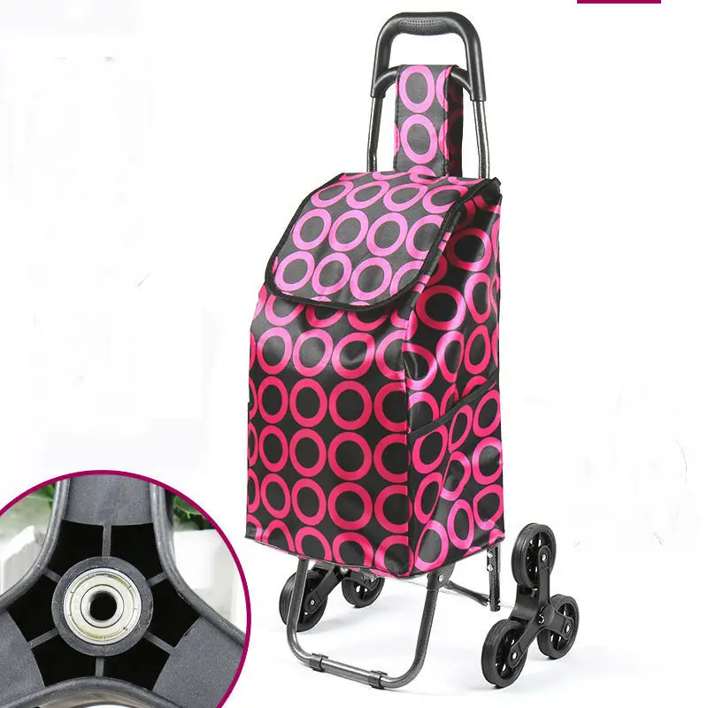 Складная корзина для покупок с колесом утолщенная удочка багажная тележка