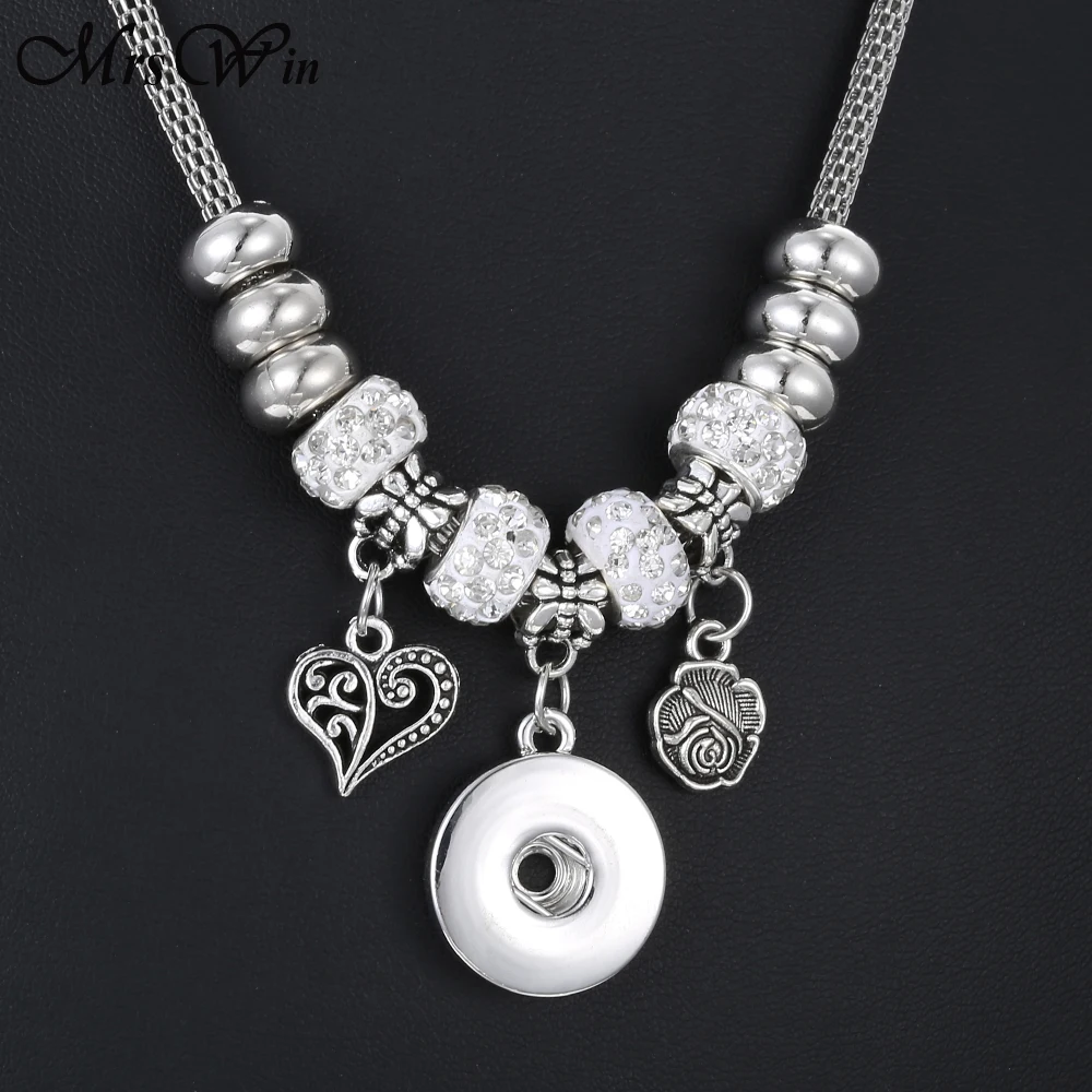 Новинка 18 мм Ювелирные изделия с кнопками подвеска ожерелье для женщин роза